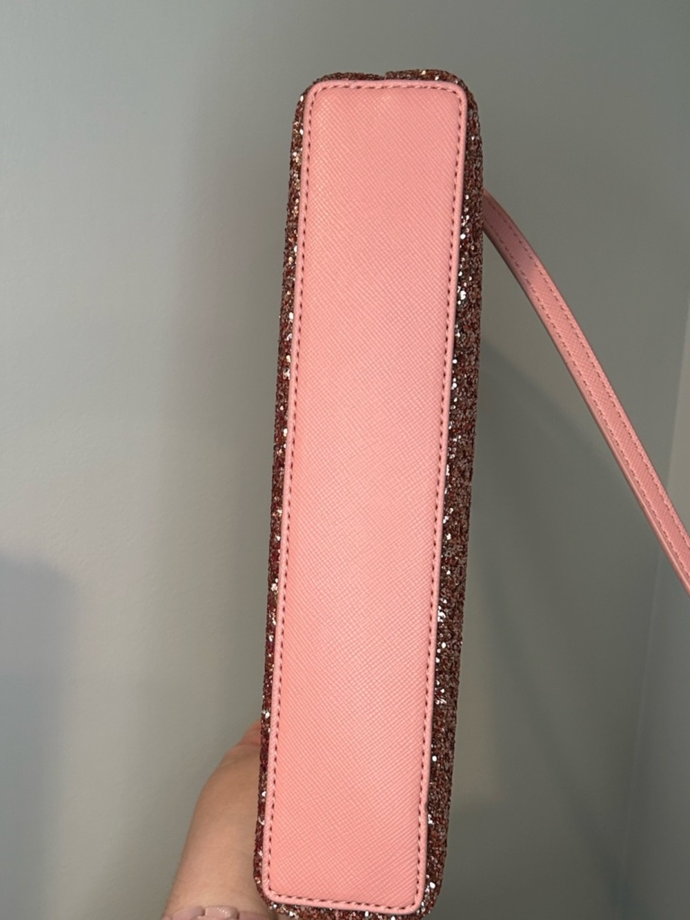 Kate Spade Greta Court Ramey Saffiano Pink Glitter Trim Crossbody Bag - Picture 6 of 8